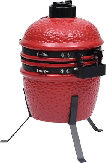 vidaXL Ceramică Grătar cu Cărbuni Kamado cu Capac, Termometru și Afumătoare 56cmx56cm