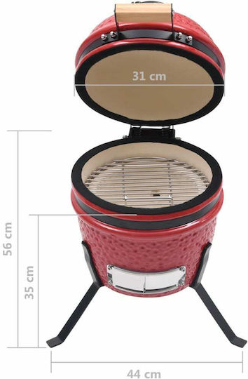 vidaXL Ceramică Grătar cu Cărbuni Kamado cu Capac, Termometru și Afumătoare 56cmx56cm