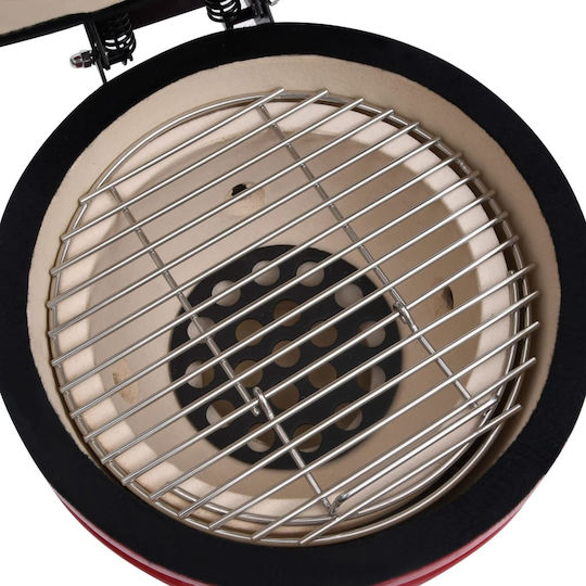 vidaXL Ceramică Grătar cu Cărbuni Kamado cu Capac, Termometru și Afumătoare 56cmx56cm