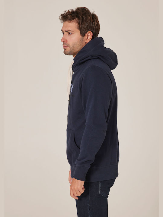 Neville Men's Sweatshirt with Hood and Pockets Navy Blue