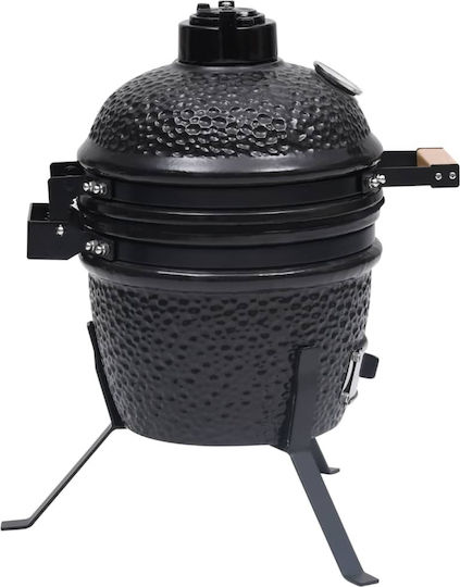 vidaXL Ceramics Charcoal Grill Kamado with Lid and Thermometer 26.5cmx26.5cm