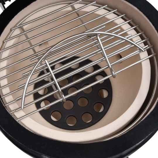vidaXL Ceramics Charcoal Grill Kamado with Lid and Thermometer 26.5cmx26.5cm