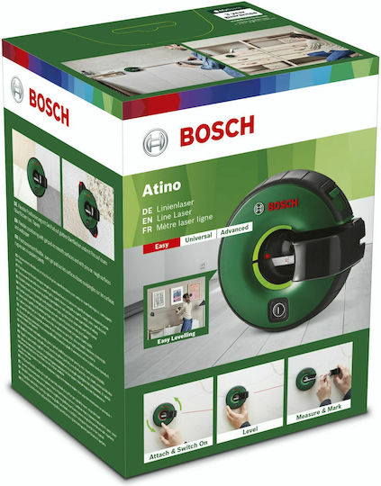 Bosch Atino Liniar Nivelă Laser Fascicul Verde 1.5V cu Domeniu de Lucru 1.7m