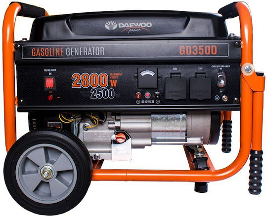 Daewoo GD 3500 Γεννήτρια Βενζίνης Τετράχρονη με Χειροκίνητη Μίζα, Ρόδες και Μέγιστη Ισχύ 3.5kVA