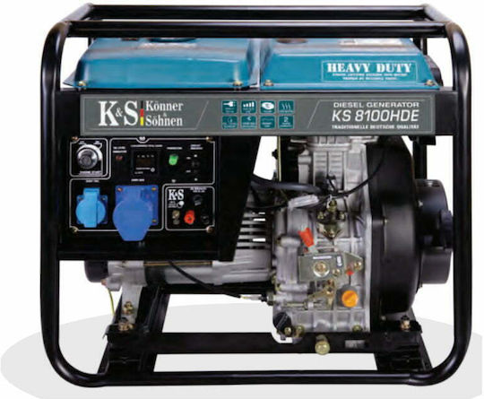 Könner & Söhnen 8100HDE Three-phase Generator Petroleum Four-stroke with Handle and Maximum Power 8kVA