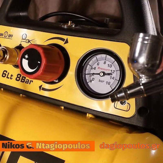 Stanley Single-Phase Air Compressors 97dB with Power 1.47hp and Airtank 6lt DN200/8/6
