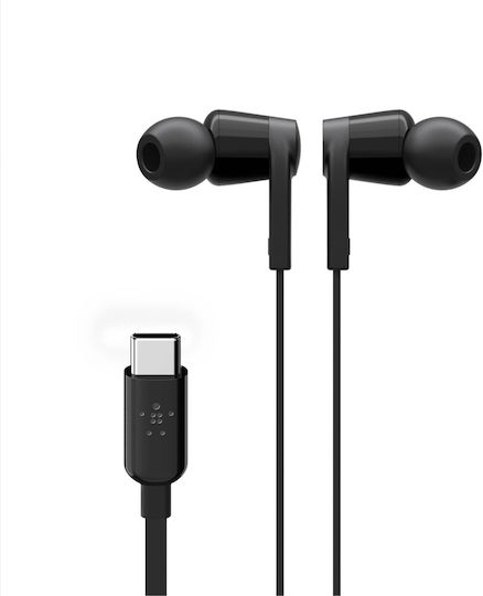 Belkin Rockstar USB-C In-ear Handsfree με Βύσμα USB-C Μαύρο