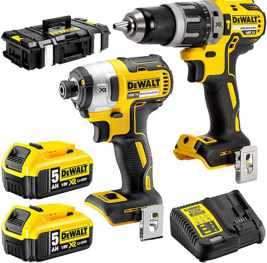 DEWALT DCK266P2 Set Impact Drill Driver & Impact Screwdriver Brushless 18V with 2 Batteries 5Ah and Case