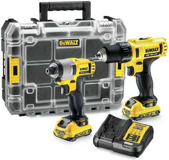 Dewalt Σετ Δραπανοκατσάβιδο & Παλμικό Κατσαβίδι 10.8V με 2 Μπαταρίες 2Ah και Θήκη