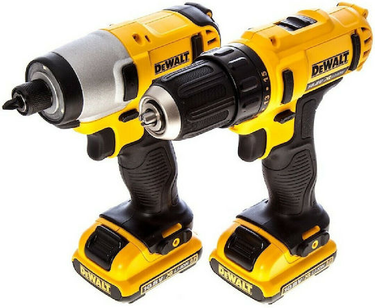 Dewalt Σετ Δραπανοκατσάβιδο & Παλμικό Κατσαβίδι 10.8V με 2 Μπαταρίες 2Ah και Θήκη