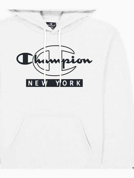 New York Φούτερ με Κουκούλα Λευκό