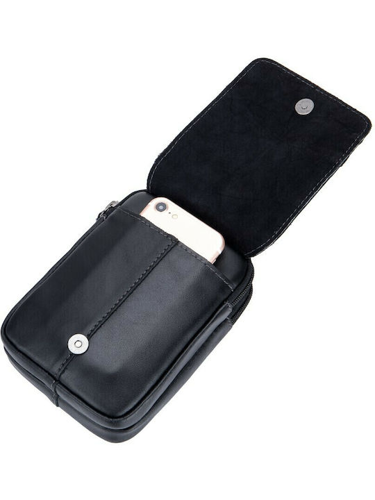 YB-0012 Men's Leather Belt Bag Black