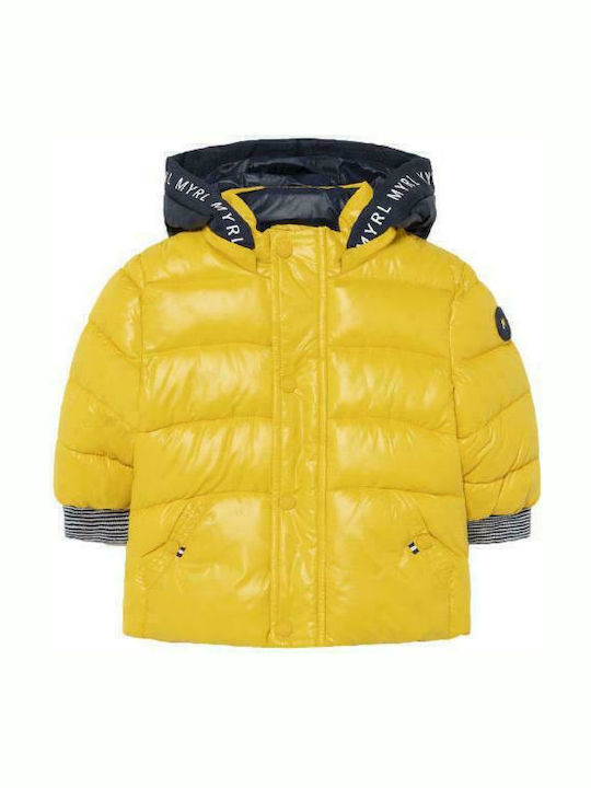 Kids' Quilted Jacket Long with Hood Yellow