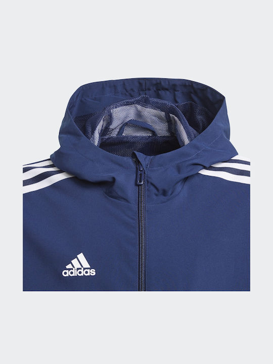 Kids' Sports Jacket Short Windproof with Hood Blue Tiro 21