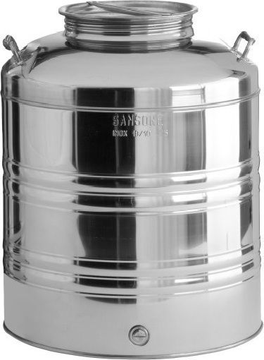 Sansone Stainless Steel Container Stainless Barrel With Faucet Open Top/Flat Bottom 100lt 125.106