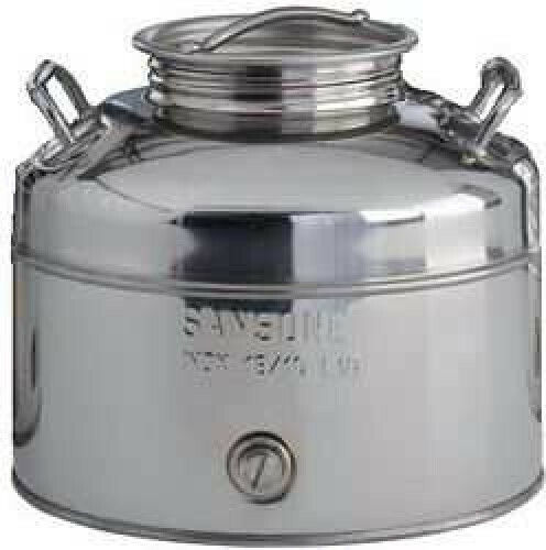 Sansone Stainless Steel Container Stainless Barrel With Faucet Open Top/Flat Bottom 20lt 125.101