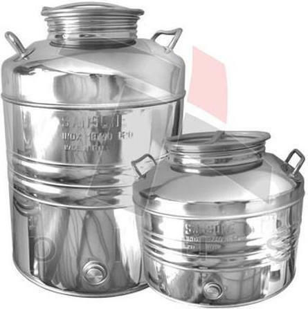 Sansone Stainless Steel Container Stainless Barrel With Faucet Open Top/Flat Bottom 20lt 125.101