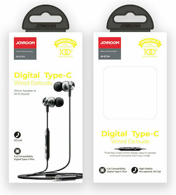 Joyroom JR-EC04 In-Ear Freihändig Kopfhörer mit Stecker USB-C Schwarz