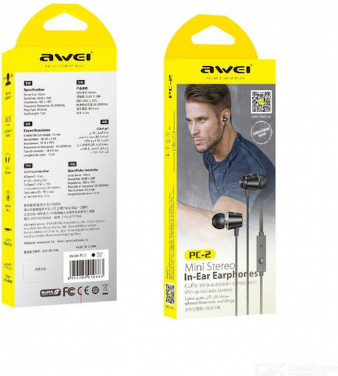 Awei PC-2 În ureche Handsfree cu două căști cu mufă 3.5mm Negru