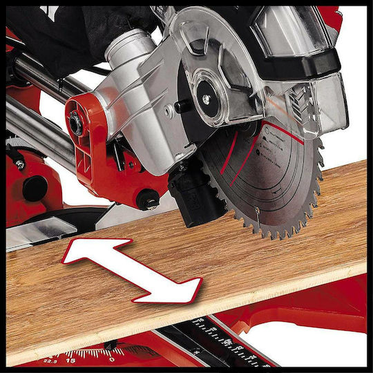 Einhell TC-SM 2131/1 Dual Miter Saw Electric Sliding with Power 1500W, Laser Guide, Cutting Disc Diameter 210mm & Cutting Speed 4900rpm