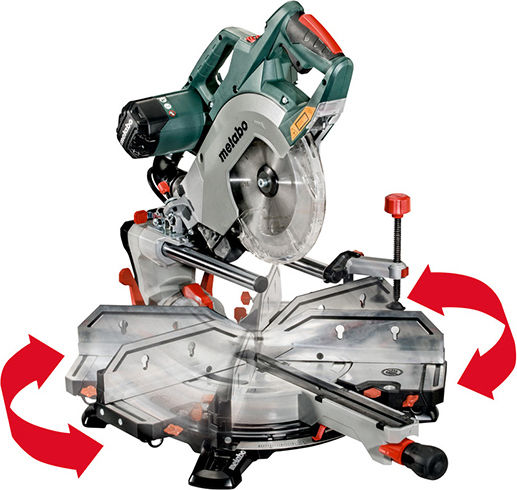 Metabo KGSV 72 Xact SYM Fierăstrău Cu Tăietor De Unghi La Rețea 1500W Glisant Cu Ghid De Tăiere Laser Și Diametru Disc 305mm