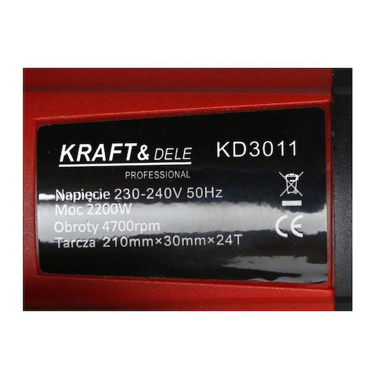 Kraft & Dele Φαλτσοπρίονο Ρεύματος 2200W με Οδηγό Laser & Διάμετρο 210mm
