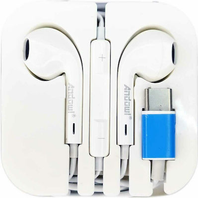 Andowl Q-A48 Earbuds Handsfree with USB-C Connector White