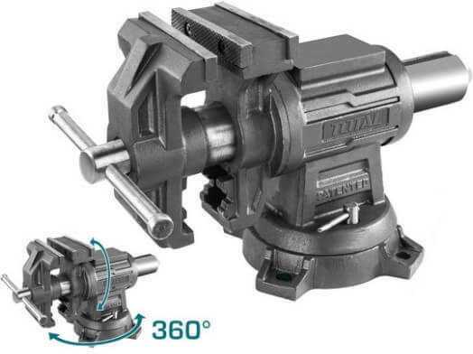 Total Rotating Countertop Vise Made of Cast Iron with Maximum Opening 125mm
