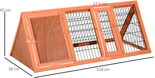 Pawhut D51-015 Ξύλινο Κλουβί για Κουνέλια 118x50x45εκ.