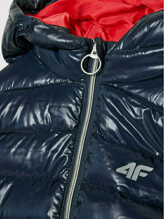Kids' Quilted Jacket Short with Hood Navy Blue