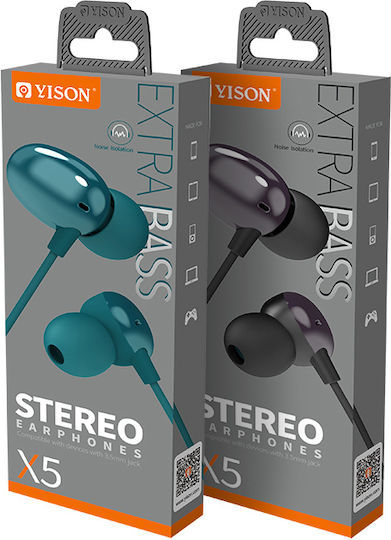 X5 In-ear Handsfree με Βύσμα 3.5mm Μπλε