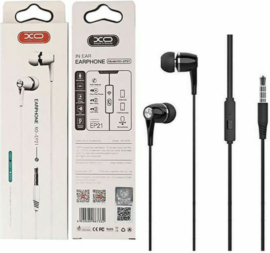 XO EP21 În ureche Handsfree cu Mufă 3.5mm Negru