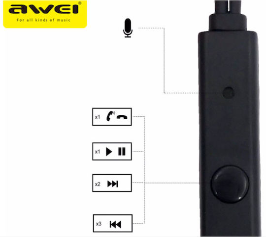 Awei PC-6 In-ear Handsfree Headphones with Connector 3.5mm Black