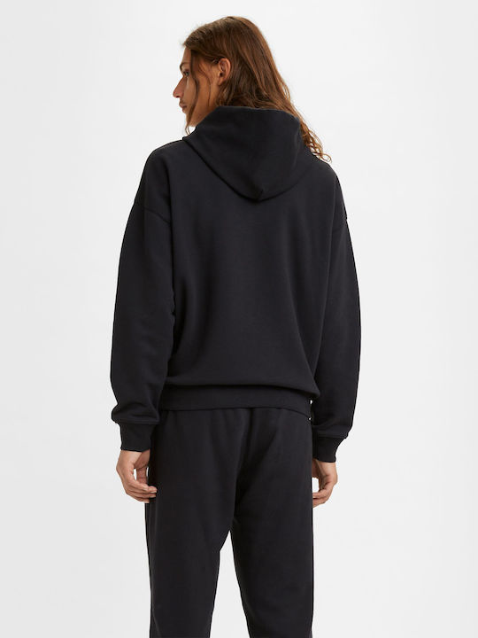 Red Tab Sweatshirt with Hood Black