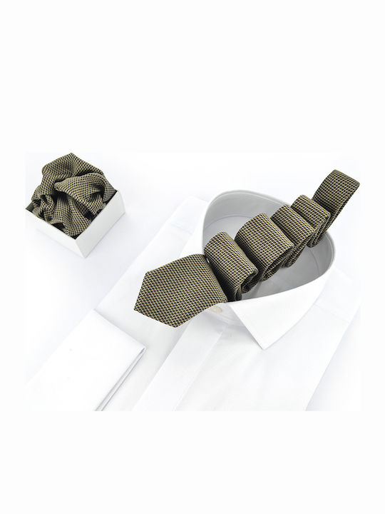Makis Tselios Fashion Herren Krawatten Set Gedruckt in Khaki Farbe Makis Tselios Fashion Herren Krawatten Set Gedruckt in Khaki Farbe