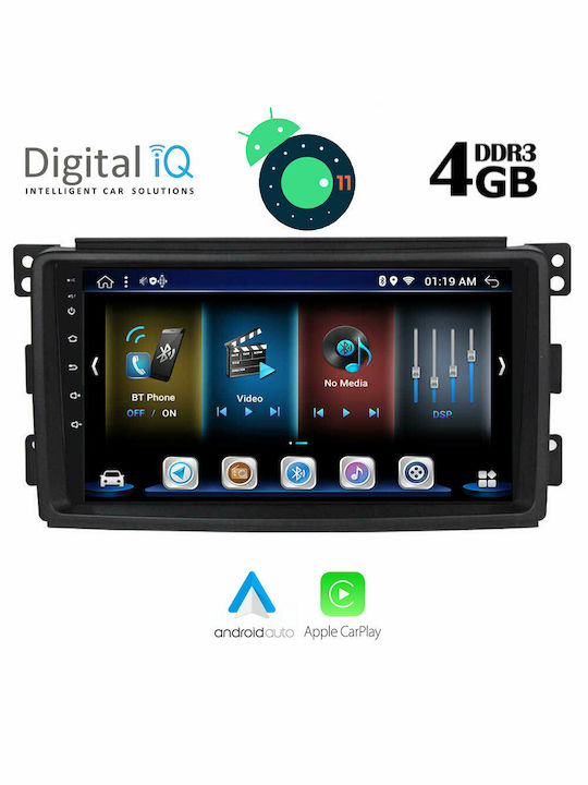 Digital IQ Car Audio System for Smart ForTwo / ForFour 2007-2010 (Bluetooth/USB/AUX/WiFi/GPS/Apple-Carplay/CD) with Touch Screen 9" DIQ_BXD_6621