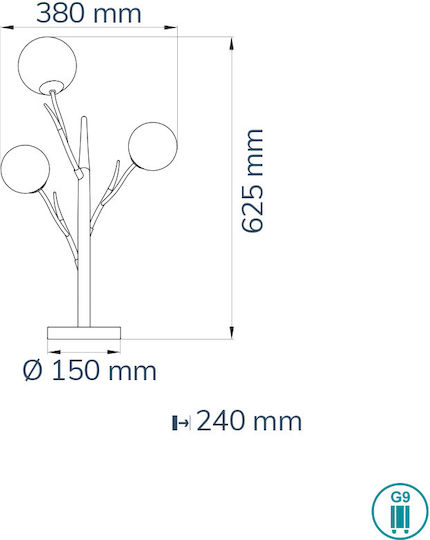 Wofi Jasmine Dekorative Lampe mit Fassung für G9 Lampe Silber