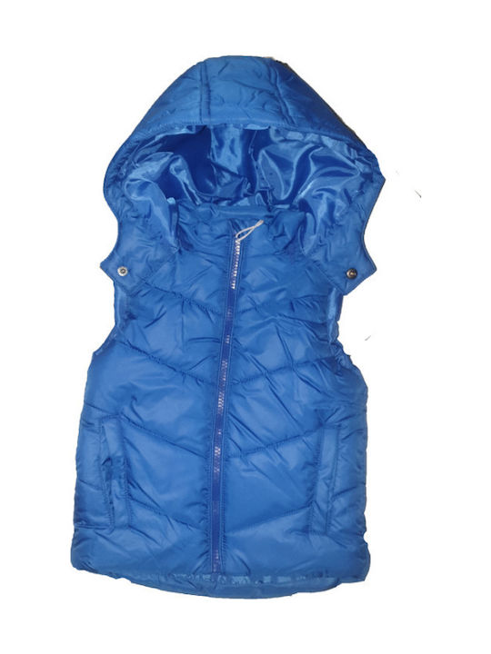 Losan Kids Quilted Jacket Sleeveless Short with Hood Blue 125-2651AL