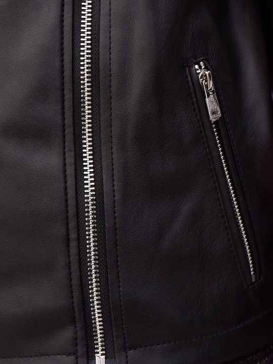 Kids' Leather Jacket Short Black