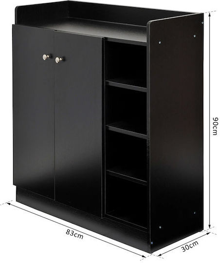 Suport pentru pantofi cu 8 Rafturi Negru L83xW30xH90cm