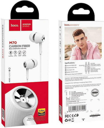 Hoco M70 Graceful In-ear Handsfree με Βύσμα 3.5mm Λευκό
