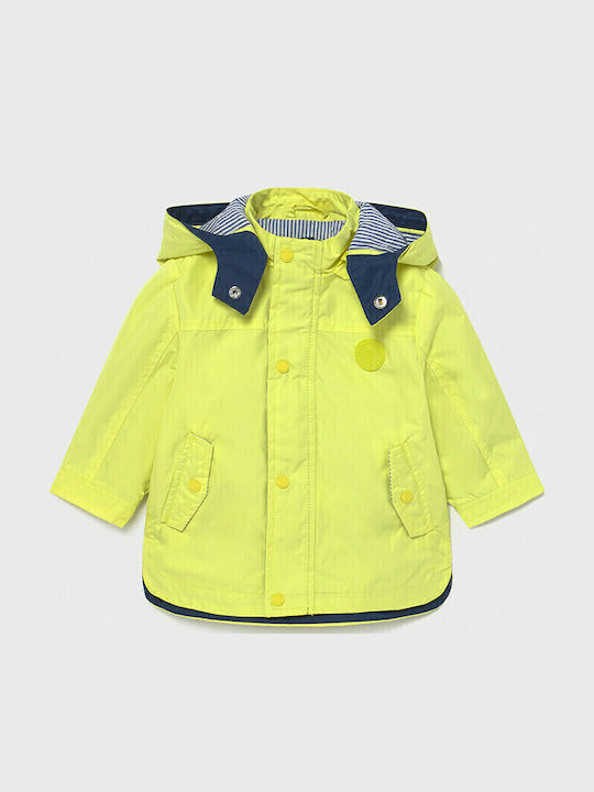 Kinder Sportjacke Lang Winddicht mit Kapuze Gelb