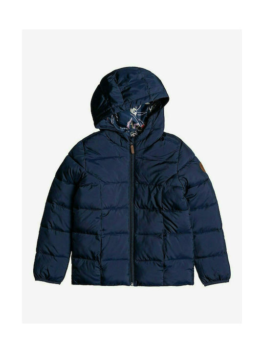 Roxy Kids Quilted Jacket short Hooded Blue Day Dreaming