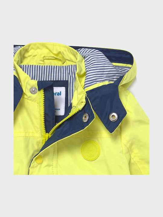 Kinder Sportjacke Lang Winddicht mit Kapuze Gelb