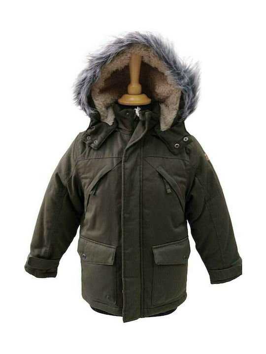 Energiers Kids Coat Short with Hood Green Παρκά