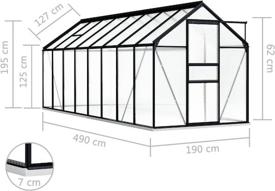vidaXL 48220 Gewächshaus Typ Haus mit Aluminiumrahmen 4.9x1.9x2m