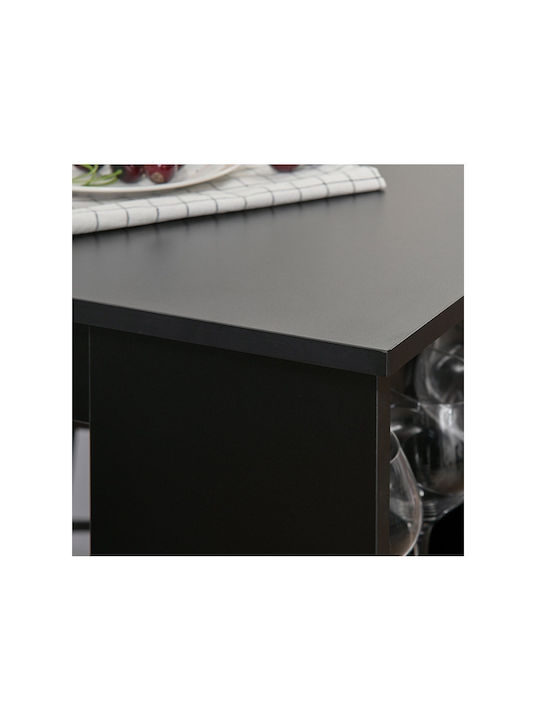 Table Bar Wooden Black Velvet-Black Metal 112x57x106cm