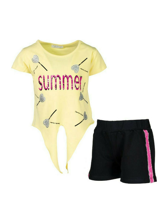 Εβίτα Kids Set with Shorts Summer 2pcs Yellow