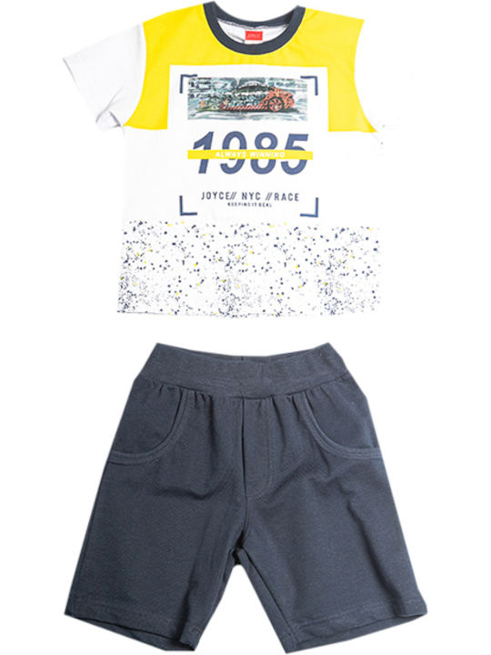 Joyce Kinder-Set mit Shorts Sommer 2Stück White/Yellow