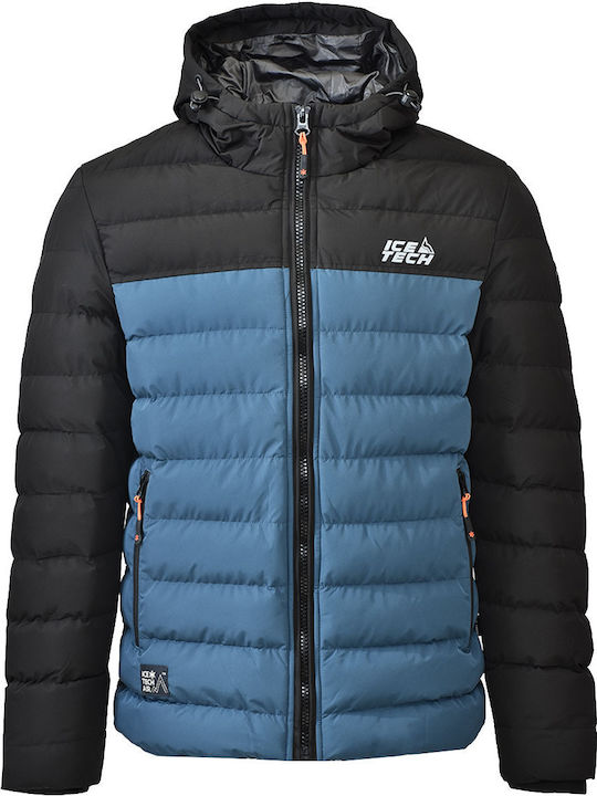 Jachetă de Iarnă Puffer Neagră / Petrol